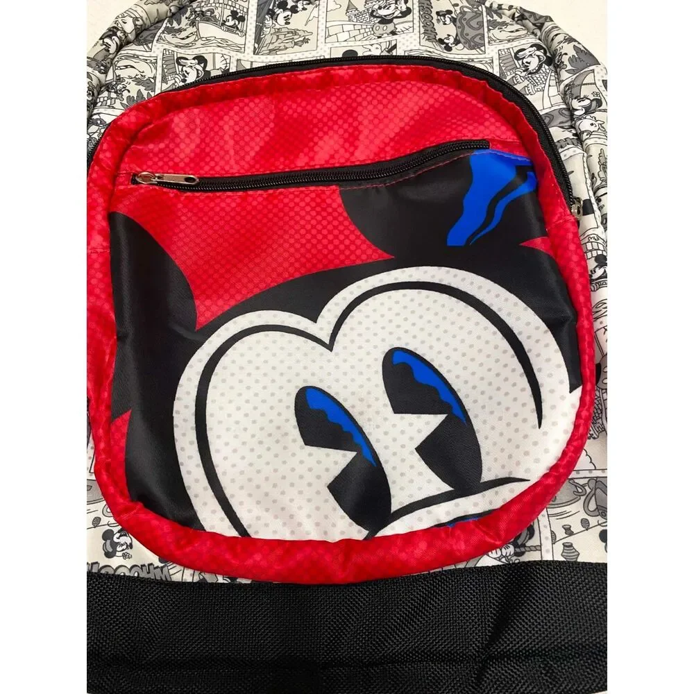 Disney Parks Authentic Original Mickey Mouse Comic Print Backpack Black White RD